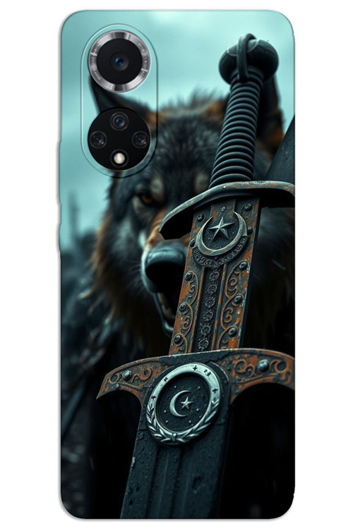 Huawei Nova 9 Kılıf HD Desen Baskılı Arka Kapak - Ay Yıldız Kılıç