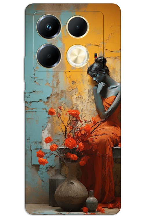 İnfinix Note 40 4G Kılıf HD Desen Baskılı Arka Kapak - Yalnız Kadın