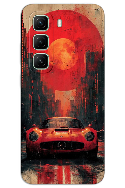 İnfinix Hot 50 4G Kılıf HD Desen Baskılı Arka Kapak - Kırmızı Mercedes