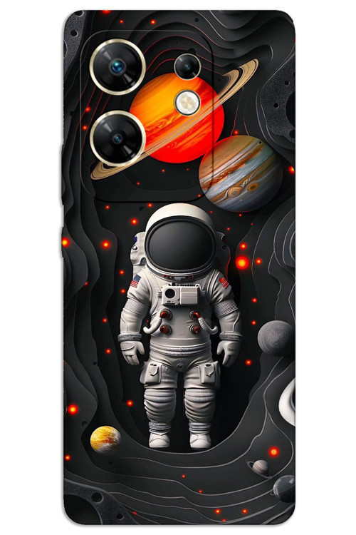 İnfinix Zero 30 4G Kılıf HD Desen Baskılı Arka Kapak - Astronot Gezegenler