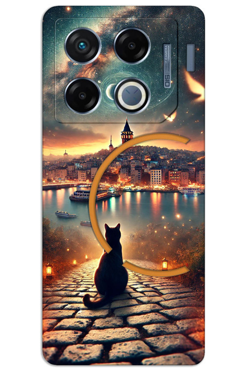 İnfinix GT 20 Pro Kılıf HD Desen Baskılı Arka Kapak - Kedi Galata