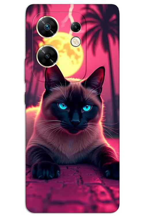İnfinix Zero 30 4G Kılıf HD Desen Baskılı Arka Kapak - Gergin Kedi