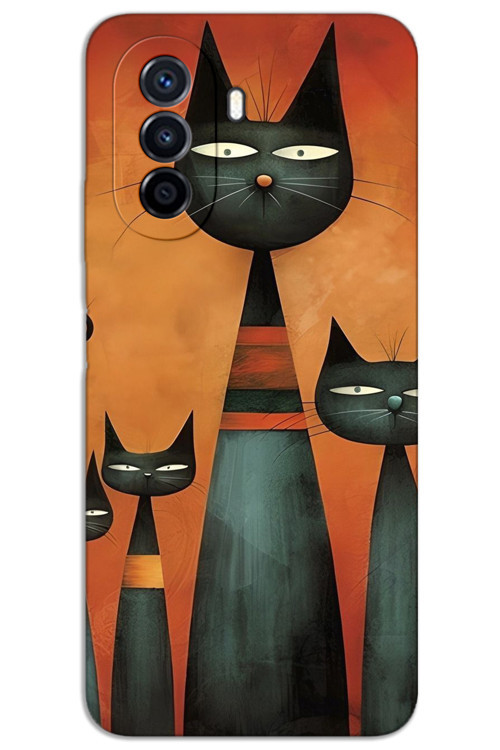 Huawei Nova Y70 Kılıf HD Desen Baskılı Arka Kapak - Sanat Kedi