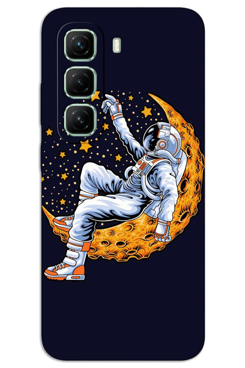 İnfinix Hot 50 5G Kılıf HD Desen Baskılı Arka Kapak - Astronot Ay