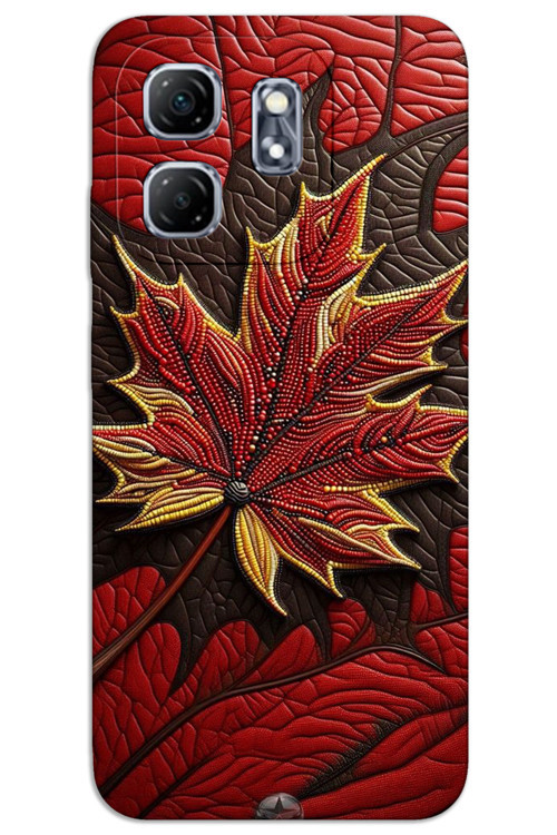 İnfinix Hot 50i Kılıf HD Desen Baskılı Arka Kapak - Kırmızı Yaprak