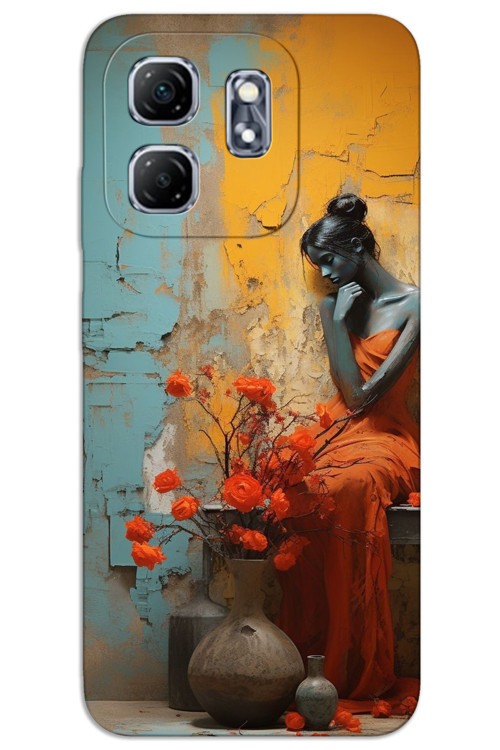 İnfinix Smart 9 Kılıf HD Desen Baskılı Arka Kapak - Yalnız Kadın