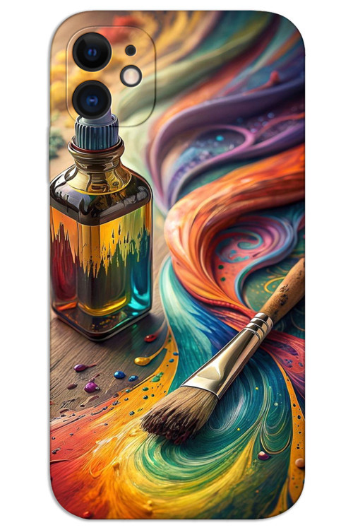 iPhone 11 Kılıf HD Desen Baskılı Arka Kapak - Fırça Palet