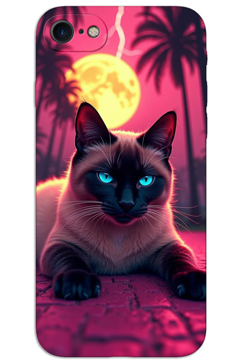 iPhone SE 2020 / 2022 Kılıf HD Desen Baskılı Arka Kapak - Gergin Kedi