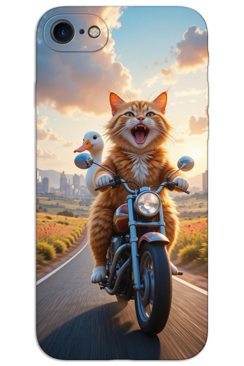 iPhone SE 2020 / 2022 Kılıf HD Desen Baskılı Arka Kapak - Çılgın Kedi