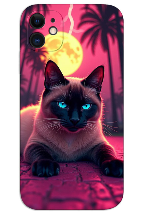 iPhone 12 Kılıf HD Desen Baskılı Arka Kapak - Gergin Kedi