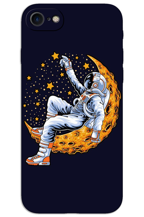 iPhone 8 Kılıf HD Desen Baskılı Arka Kapak - Astronot Ay