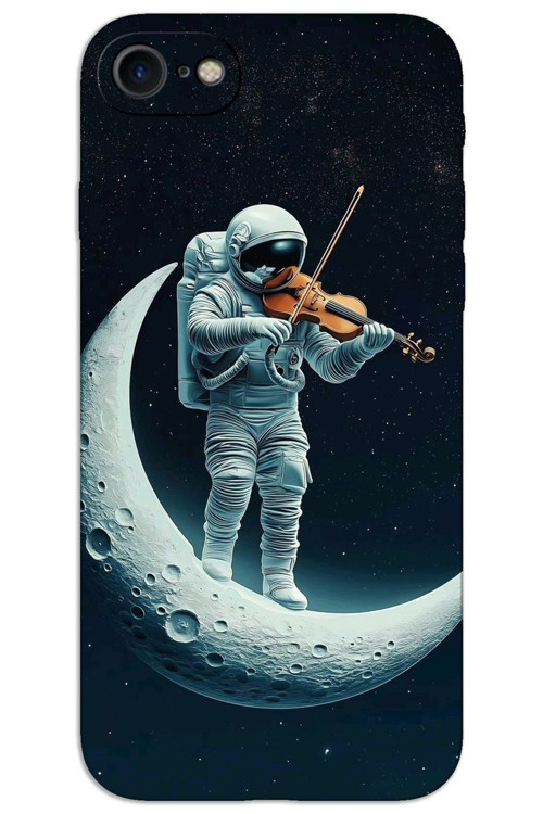 iPhone 8 Kılıf HD Desen Baskılı Arka Kapak - Astronot Keman