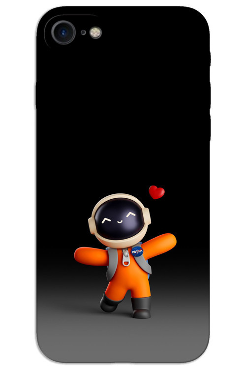 iPhone 8 Kılıf HD Desen Baskılı Arka Kapak - Astronot Kalp