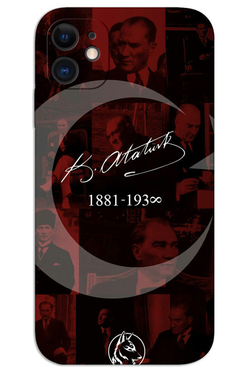 iPhone 11 Kılıf HD Desen Baskılı Arka Kapak - Atatürk Ayyıldız