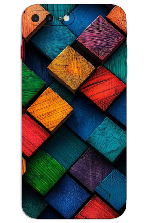 iPhone 8 Plus Kılıf HD Desen Baskılı Arka Kapak - Kare Desen