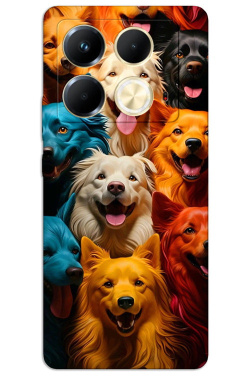İnfinix Note 40 Pro Plus 5G Kılıf HD Desen Baskılı Arka Kapak - Renkli Köpekler