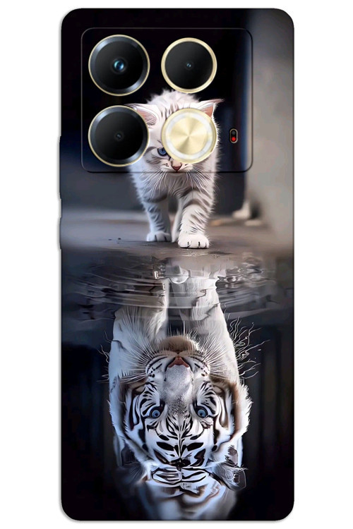 İnfinix Note 40 Pro Plus 5G Kılıf HD Desen Baskılı Arka Kapak - Kedi Yansıması