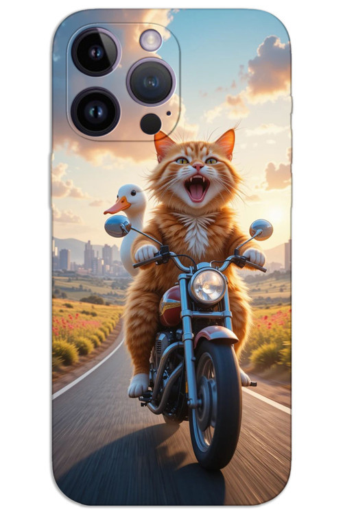 iPhone 14 Pro Kılıf HD Desen Baskılı Arka Kapak - Çılgın Kedi