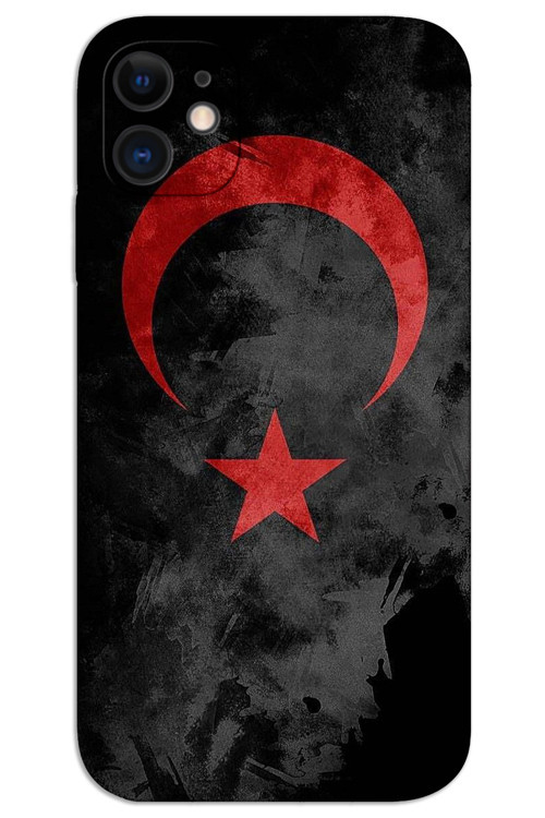 iPhone 12 Kılıf HD Desen Baskılı Arka Kapak - Siyah Bayrak