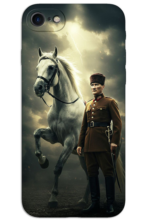 iPhone 7 Kılıf HD Desen Baskılı Arka Kapak - Atatürk Şimşek