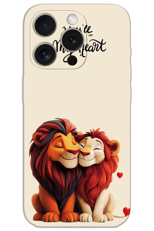 iPhone 15 Pro Kılıf HD Desen Baskılı Arka Kapak - Aslan Kral