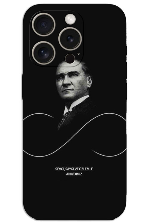 iPhone 15 Pro Kılıf HD Desen Baskılı Arka Kapak - Atatürk Sonsuzluk