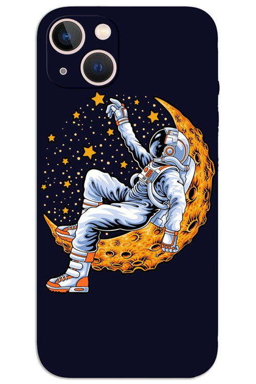 iPhone 13 Kılıf HD Desen Baskılı Arka Kapak - Astronot Ay