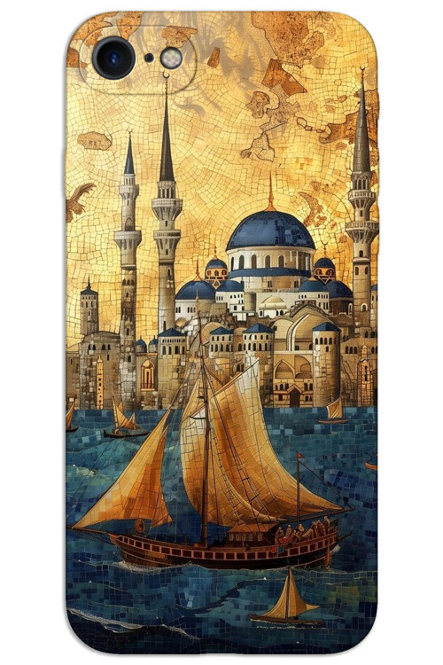 iPhone 8 Kılıf HD Desen Baskılı Arka Kapak - Yelkenli Süleymaniye