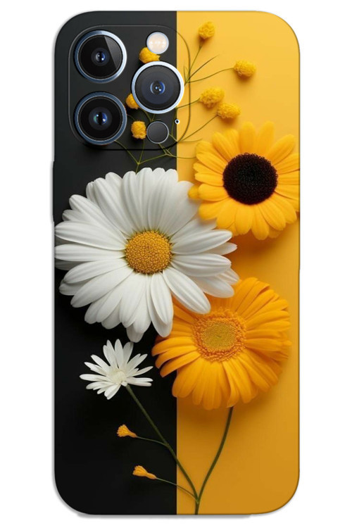 iPhone 13 Pro Max Kılıf HD Desen Baskılı Arka Kapak - Papatya