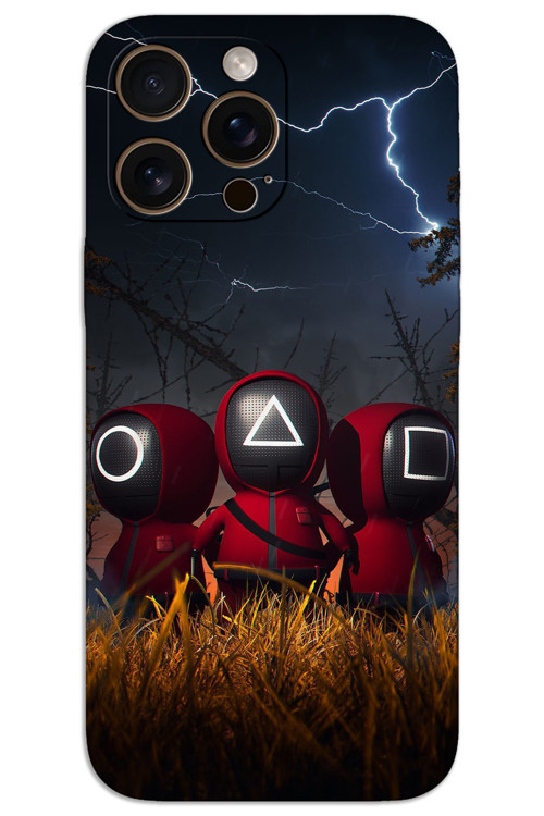 iPhone 16 Pro Max Kılıf HD Desen Baskılı Arka Kapak - Squid Game Minyon