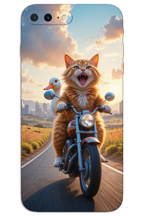 iPhone 8 Plus Kılıf HD Desen Baskılı Arka Kapak - Çılgın Kedi