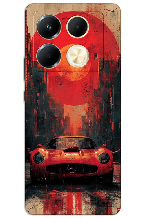 İnfinix Note 40 Pro Plus 5G Kılıf HD Desen Baskılı Arka Kapak - Kırmızı Mercedes