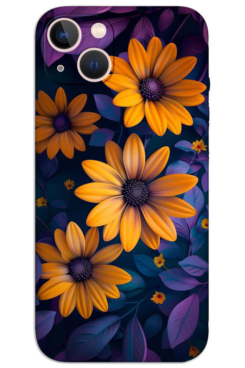 iPhone 13 Kılıf HD Desen Baskılı Arka Kapak - Sarı Çiçek