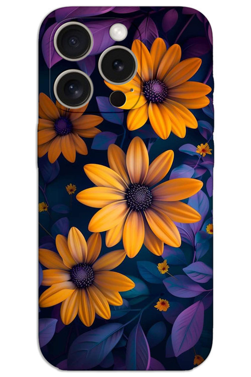 iPhone 15 Pro Kılıf HD Desen Baskılı Arka Kapak - Sarı Çiçek