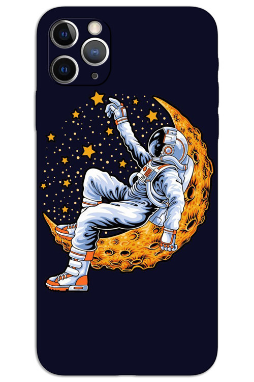 iPhone 11 Pro Kılıf HD Desen Baskılı Arka Kapak - Astronot Ay
