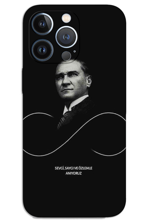 iPhone 13 Pro Kılıf HD Desen Baskılı Arka Kapak - Atatürk Sonsuzluk