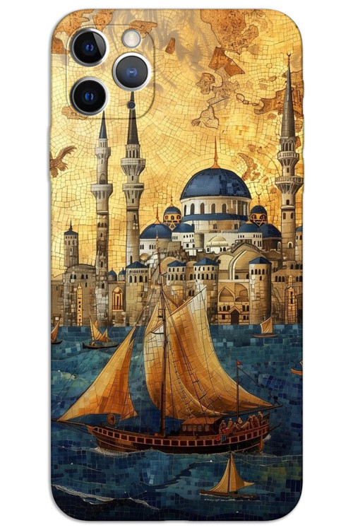 iPhone 11 Pro Max Kılıf HD Desen Baskılı Arka Kapak - Yelkenli Süleymaniye