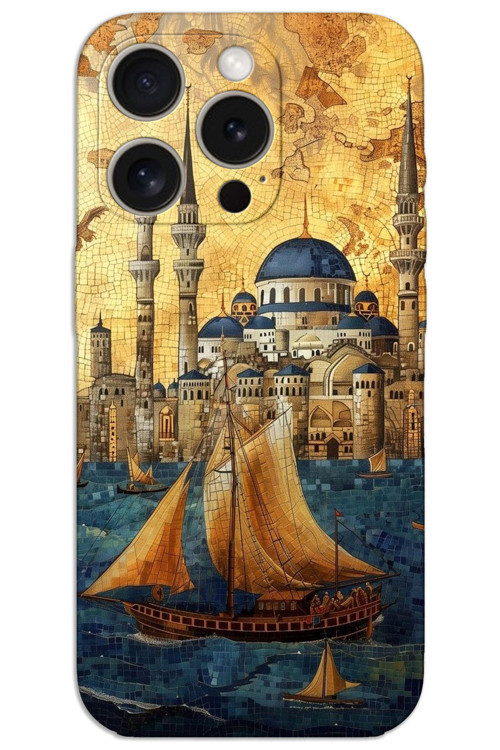 iPhone 15 Pro Max Kılıf HD Desen Baskılı Arka Kapak - Yelkenli Süleymaniye