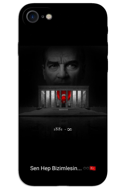 iPhone 16E Kılıf HD Desen Baskılı Arka Kapak - Atatürk Bizimlesin