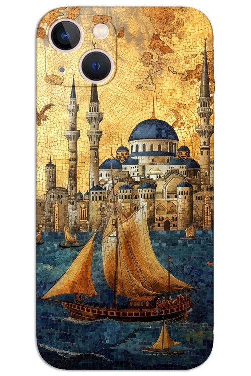 iPhone 14 Plus Kılıf HD Desen Baskılı Arka Kapak - Yelkenli Süleymaniye