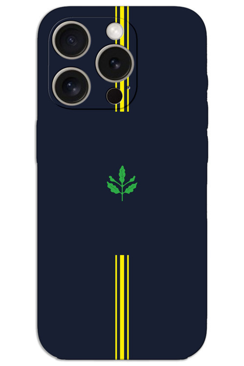 iPhone 15 Pro Max Kılıf HD Desen Baskılı Arka Kapak - Sarı Lacivert