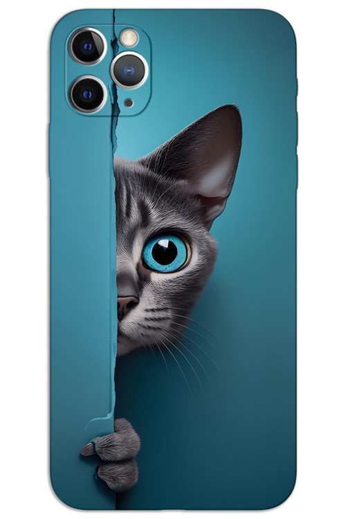 iPhone 11 Pro Kılıf HD Desen Baskılı Arka Kapak - Mavi Gözlü Kedi