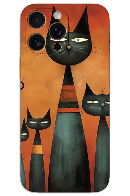 iPhone 16 Pro Max Kılıf HD Desen Baskılı Arka Kapak - Sanat Kedi