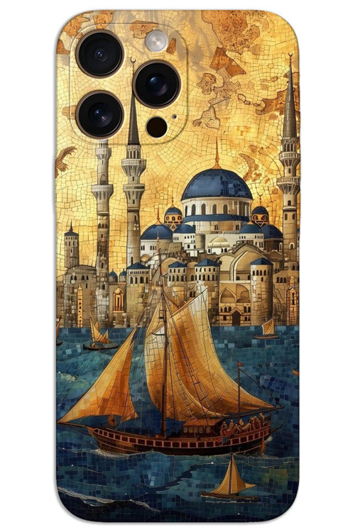 iPhone 16 Pro Max Kılıf HD Desen Baskılı Arka Kapak - Yelkenli Süleymaniye