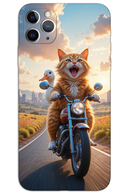iPhone 11 Pro Kılıf HD Desen Baskılı Arka Kapak - Çılgın Kedi