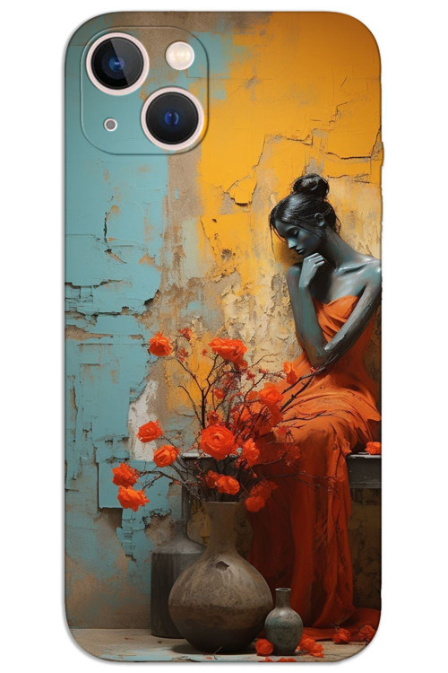 iPhone 13 Kılıf HD Desen Baskılı Arka Kapak - Yalnız Kadın