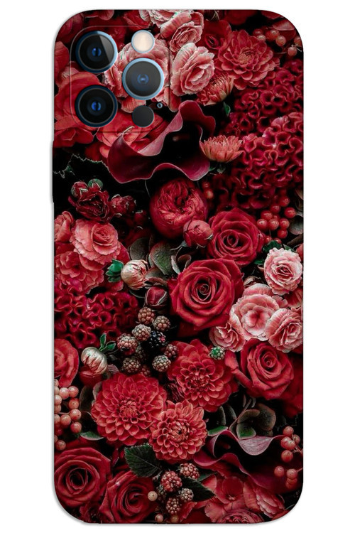 iPhone 12 Pro Max Kılıf HD Desen Baskılı Arka Kapak - Güller
