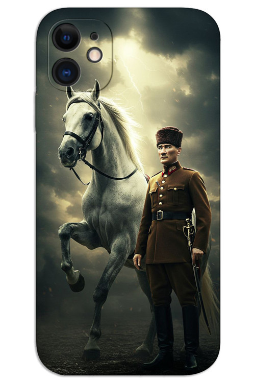 iPhone 12 Kılıf HD Desen Baskılı Arka Kapak - Atatürk Şimşek