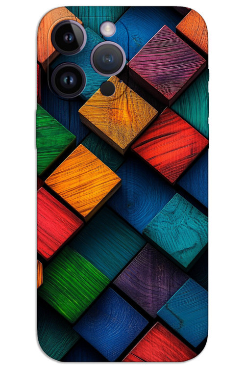 iPhone 14 Pro Kılıf HD Desen Baskılı Arka Kapak - Kare Desen