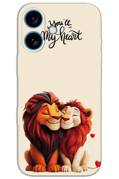 iPhone 16 Kılıf HD Desen Baskılı Arka Kapak - Aslan Kral